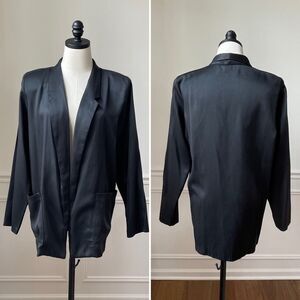 Vintage 80s Winkleman’s Black Slouchy Oversized Open Front Blazer M
